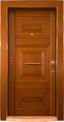 Коричневая входная дверь c МДФ панелью ЧД-10 в частный дом в Котельниках
