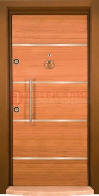 Коричневая входная дверь c МДФ панелью ЧД-11 в частный дом в Котельниках