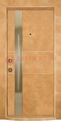 Коричневая входная дверь c МДФ панелью ЧД-20 в частный дом в Котельниках