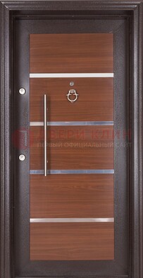 Коричневая входная дверь c МДФ панелью ЧД-27 в частный дом в Котельниках