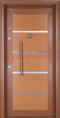 Коричневая входная дверь c МДФ панелью ЧД-33 в частный дом в Котельниках