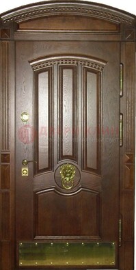Хорошая стальная арочная дверь с декоративным элементом ДА-23 