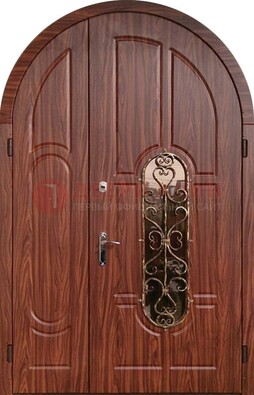 Арочная двухстворчатая стальная дверь Винорит ДА-54 в Гатчине