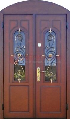 Двухстворчатая стальная дверь Винорит в форме арки ДА-55 в Гатчине