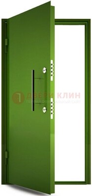 Зеленая металлическая бронированная дверь ДБ-8 в Новосибирске