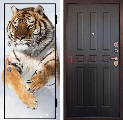 Металлическая дверь с фотопечатью тигра ДФ-1 в Чебоксарах