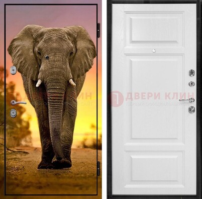 Металлическая дверь с фотопечатью слона ДФ-30 в Котельниках