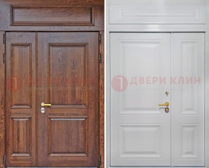 Полуторная стальная дверь с верхней фрамугой ДФГ-14 в Куровском