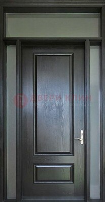 Черная металлическая дверь с фрамугами и стеклом ДФГ-24 в Котельниках