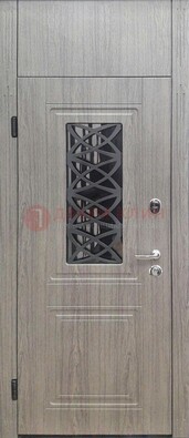 Металлическая дверь Винорит стекло и ковка с фрамугой ДФГ-33 в Котельниках