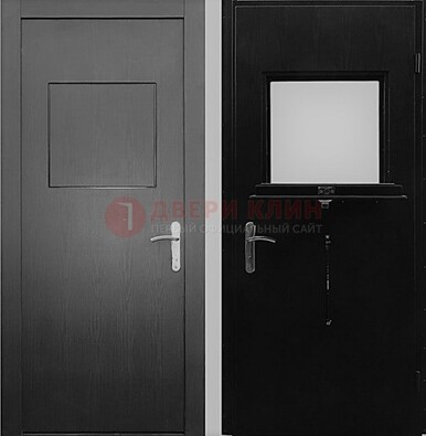 Черная стальная дверь в кассу ламинат внутри ДКС-3 в Котельниках