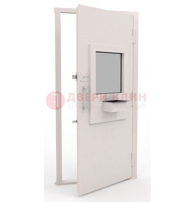 Белая металлическая дверь в кассу с нитроэмалью ДКС-4 в Мурино