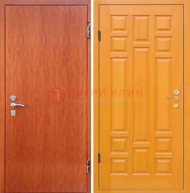 Оранжевая входная дверь с ламинатом МДФ внутри ДЛ-21 в Котельниках