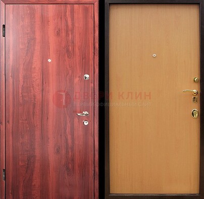 Красная железная дверь с ламинатом ДЛ-3 в Котельниках