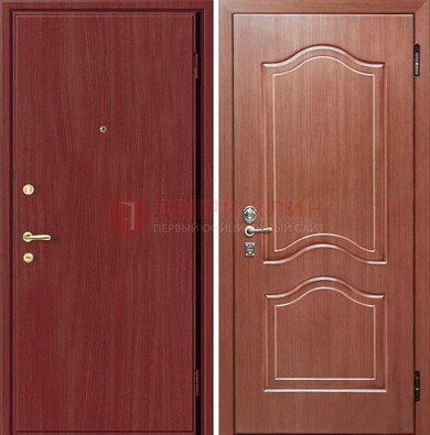 Красная металлическая дверь с ламинатом МДФ внутри ДЛ-8 в Брянске