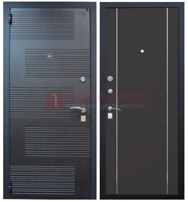 Темная металлическая дверь с МДФ ДМ-105 в деревянный дом в Котельниках