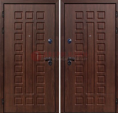 Коричневая железная дверь с МДФ снаружи ДМ-113 в Казани