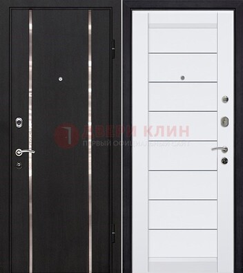 Черная входная дверь с МДФ и декоративными вставками ДМ-143 в Сосновый Бор