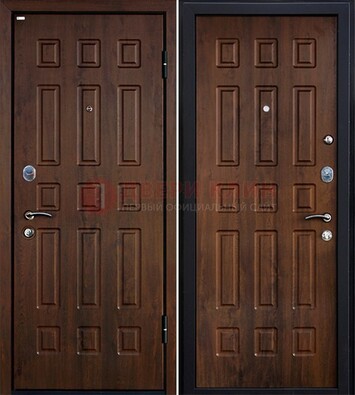 Коричневая металлическая дверь с МДФ ДМ-156 для квартиры в Котельниках