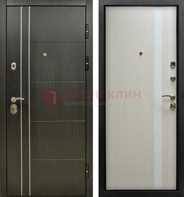 Морозостойкая темная металлическая дверь с МДФ ДМ-164 