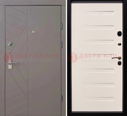 Светло-серая стальная филенчатая дверь с МДФ ДМ-199 в Щелково