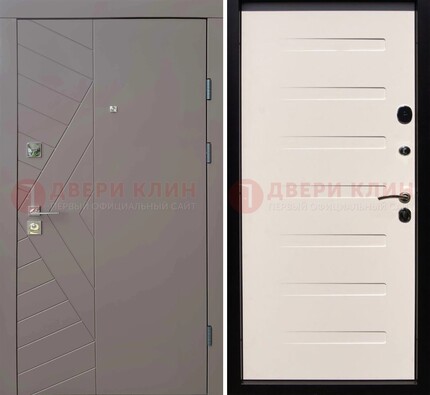 Светло-серая стальная филенчатая дверь с МДФ ДМ-199 в Котельниках