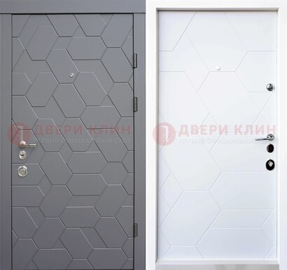 Серая стальная дверь с белой МДФ внутри ДМ-204 в Краснодаре