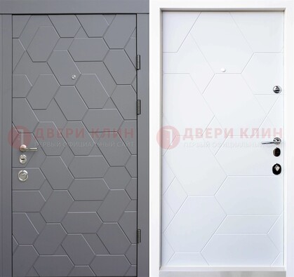 Серая стальная дверь с белой МДФ внутри ДМ-204 в Котельниках