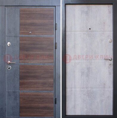 Серая железная дверь коричневой вставкой с терморазрывом и МДФ ДМ-211 в Котельниках