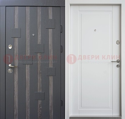 Темная металлическая дверь c белом МДФ внутри ДМ-231 в Сосновый Бор