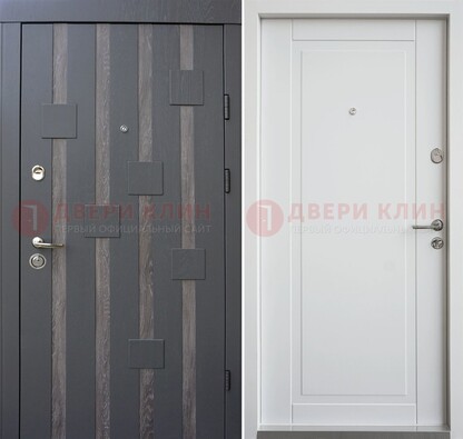 Темная металлическая дверь c белом МДФ внутри ДМ-231 в Котельниках