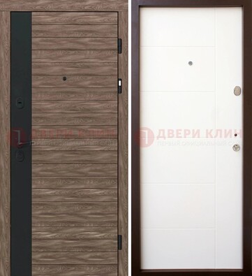 Коричневая входная дверь с черной вставкой МДФ ДМ-239 в Котельниках