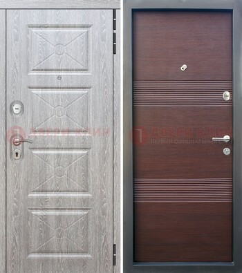Серая филенчатая входная дверь МДФДМ-252 в Котельниках