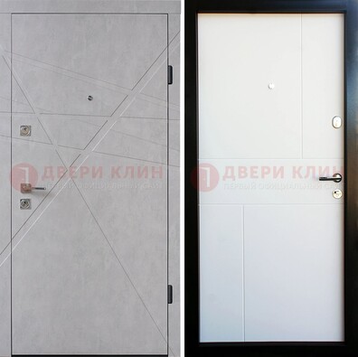 Серая входная дверь белым МДФ внутри ДМ-259 в Котельниках