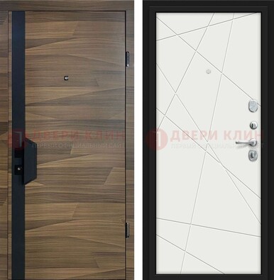 Стальная коричневая дверь МДФ c черной вставкой ДМ-267 в Котельниках