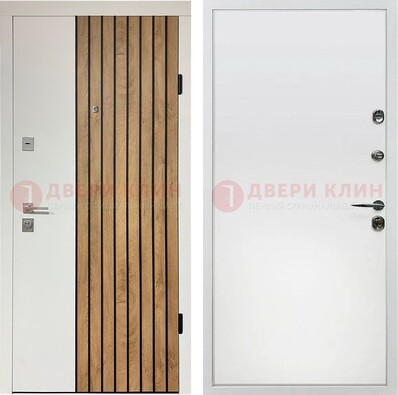 Белая с коричневой вставкой филенчатая дверь МДФ ДМ-278 в Уфе