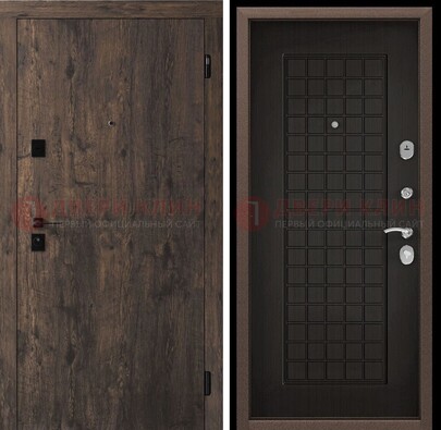 Металлическая коричневая дверь с МДФ темным внутри ДМ-286 в Котельниках
