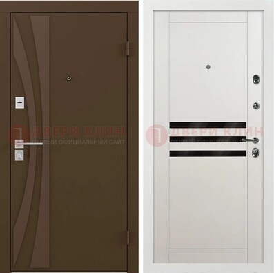 Стальная коричневая дверь с МДФ панелями ДМ-293 в Котельниках