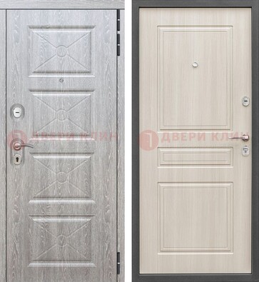 Железная серая дверь со светлой МДФ ДМ-302 в Котельниках