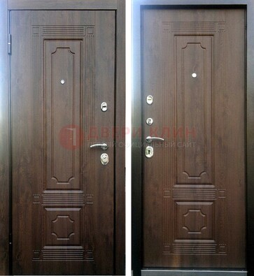 Коричневая металлическая дверь с МДФ ДМ-32 на дачу в Котельниках