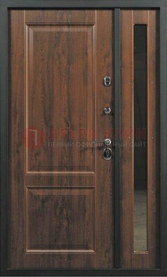 Темная железная дверь с панелью МДФ с зеркалом ДМ-338 в Котельниках