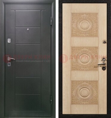 Темная железная дверь с МДФ в квартиру ДМ-344 в Котельниках