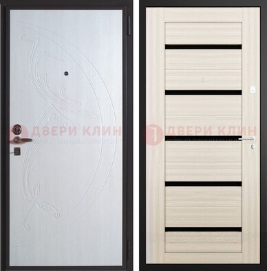 Белая стальная дверь с МДФ и стеклом ДМ-346 в Котельниках