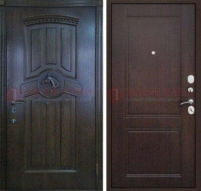 Темно-коричневая железная дверь с МДФ ДМ-350 в Омске