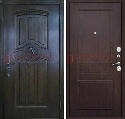 Темно-коричневая железная дверь с МДФ ДМ-350 в Котельниках