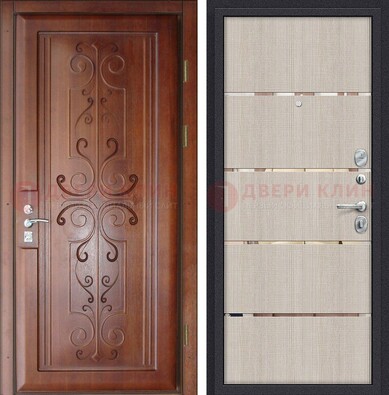 Металлическая дверь с панелями МДФ и вставками ДМ-358 в Котельниках