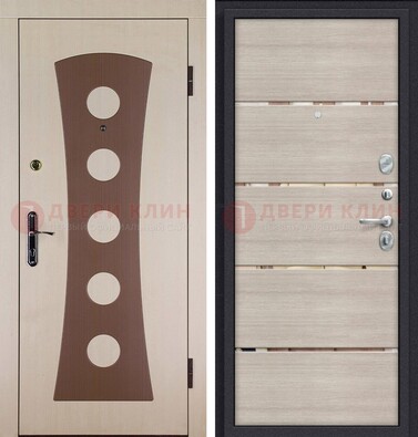 Светлая металлическая дверь с МДФ в квартиру ДМ-365 в Ступино