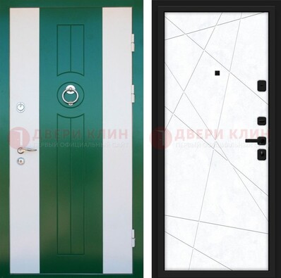 Зеленая железная дверь с панелями МДФ ДМ-369 в Старой Купавне