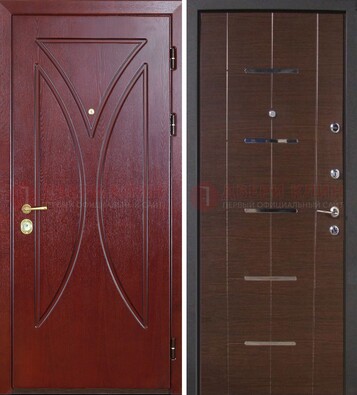 Темно-красная железная дверь с МДФ ДМ-370 в Краснодаре