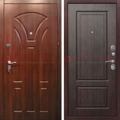 Темная железная дверь с коричневыми МДФ ДМ-376 в Котельниках